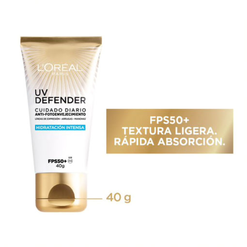 Protector Solar L'Oréal Paris UV Defender FPS50+ Hidratación Intensa - Imagen 2