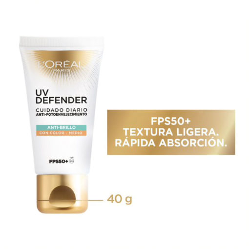 Protector Solar L'Oréal Paris UV Defender FPS50+ Anti-Brillo Medium - Imagen 3