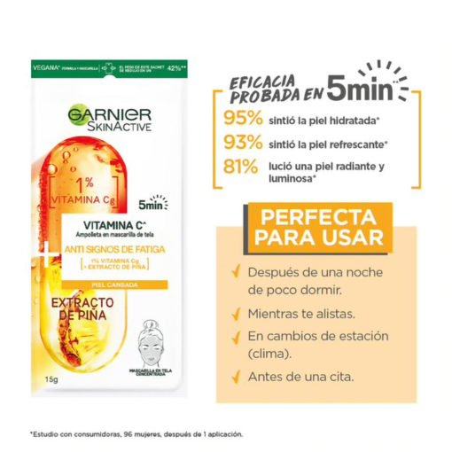 Ampolla en Mascarilla Garnier Anti Signos de Fatiga - Imagen 4