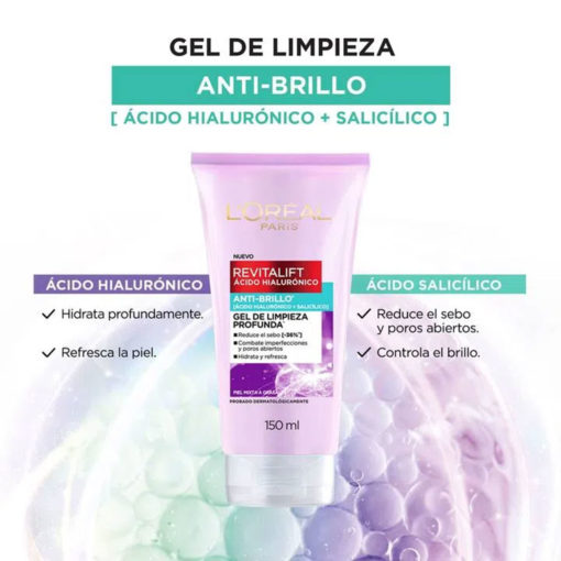 Gel de Limpeza Profunda Loreal Revitalift Ácido Hialurónico - Imagen 4